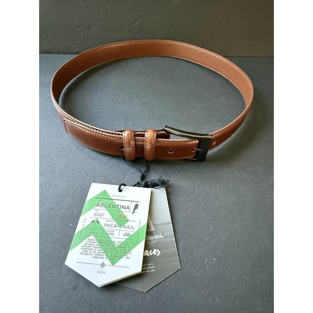 Argentina Mens Leather Belt Mens Size 32 Burnt Umber Career Office Brown New